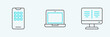 © Oksana - Set line Online book on monitor, Mobile phone and Laptop icon. Vector