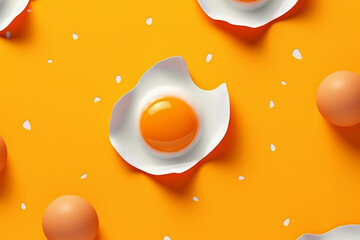 Wall Mural - healthy egg food white texture easter bright yellow background breakfast pattern. Generative AI.