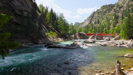 Wall Mural - The river in the canyon flows down from the heights