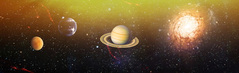Wall Mural - planets, stars and galaxies in outer space showing the beauty of space exploration. elements furnish