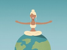 Woman Sitting On Top Of The World 