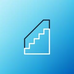 Wall Mural - Line Stairs up icon isolated on blue background. Colorful outline concept. Vector