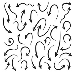 Fototapete - Hand drawn arrows collection Set simple flat arrows isolated on white background. Arrow mark icons and arrow paint. Stock vector. EPS10.