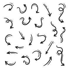 Fototapete - Hand drawn arrows collection Set simple flat arrows isolated on white background. Arrow mark icons and arrow paint. Stock vector. EPS10.