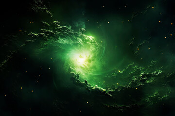 Wall Mural - beautiful green space nebula. generative ai