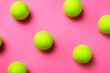 Background of tennis balls in pink-green palette. With Generative AI technology