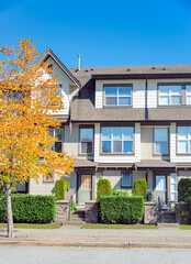 Wall Mural - Residential apartment buildings on blue sky background