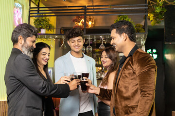 Poster - Indian people enjoying party at restaurant.