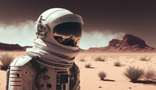 Astronaut In The Desert. 3d Rendering Toned Image