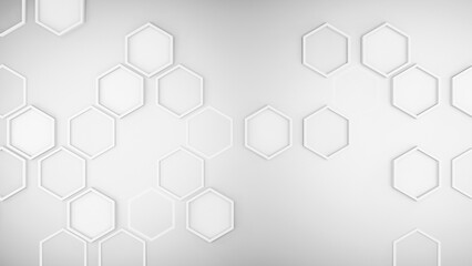 Wall Mural - Hexagonal background with white hexagons, abstract futuristic geometric backdrop or wallpaper with copy space for text