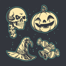 Cute Halloween Icon Bundle Design Illustration