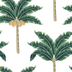 Coconut palms seamless pattern. Tropical wallpaper.