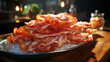 composition with bacon on table