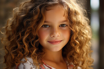 Sticker - Generative AI picture of adorable pretty little girl smiling overjoyed portrait visit school firts september natural background