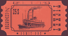  Old Vintage Misissippi Steamboat Ticket.