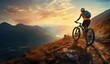 Person cycling on top of a mountain created with AI