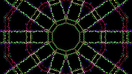 abstract lines colorful light shining round shape in center, black background