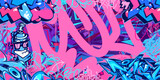 Fototapeta Młodzieżowe - Abstract Urban Style Hiphop Graffiti Street Art Vector Illustration Background Template