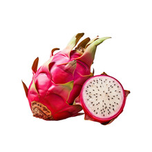 Red Pitaya Fruit From Mandacaru Cactus With White Hoops On Transparent Background