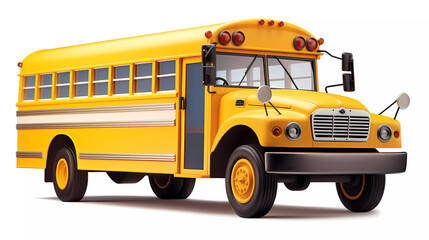 Wall Mural - Yellow School Bus 3D Cartoon-Style