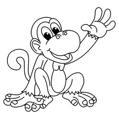 Wall Mural - Funny monkey cartoon coloring page