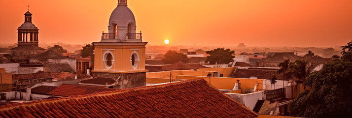 Poster - Cartagena panoramic view Colombia - Generative AI