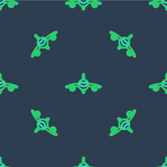 Sticker - Line Plane icon isolated seamless pattern on blue background. Flying airplane icon. Airliner sign. Vector