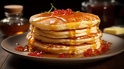 Wall Mural - delicious pancakes with honey