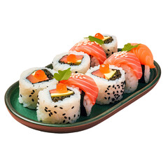 Sticker - transparent background sushi with seafood a type of Japanese cuisine