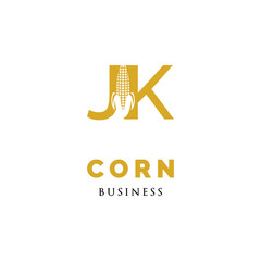 Initial Letter JK Corn Icon Logo Design Template