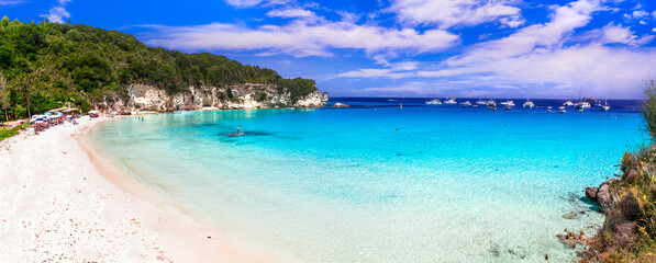 Wall Mural - Greece. Antipaxos island - small beautiful ionian island with gorgeous white beaches and tyrquoise sea. View of  stunning Voutoumi beach