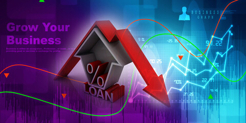 Sticker - 3D rendering house loan illustration
