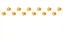 Dog Or Cat Paw Prints .Cute Paw Prints .Orange Colored Footprints .Step Silhouette