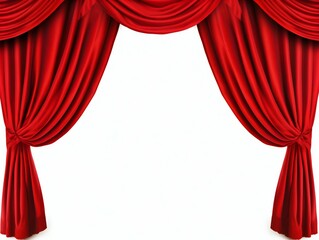 Red Theatre Curtain Displayed Isolated on White Background. Generative ai