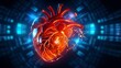 Human heart with cardiogram for medical heart health care background, AI Generative