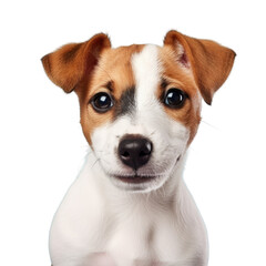 Poster - Adorable Jack Russell terrier puppy closeup on transparent background with copyspace for ad or design