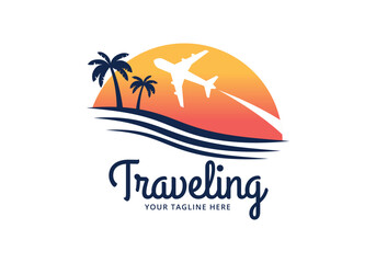 travel logo, hotel logo, beach, tourism, adventure, tour, tourist, world logo vector illustration