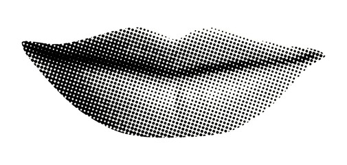 lips isolated vector halftone dots texture cut-out mouth collage element retro magazine style design