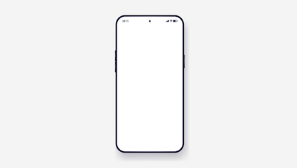Poster - Mobile phone with slim frame vector mockup - Illustration template of unbranded smartphone with blank white screen