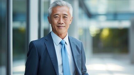 Asian older man in suit