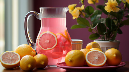 Wall Mural - glass of lemonade on table