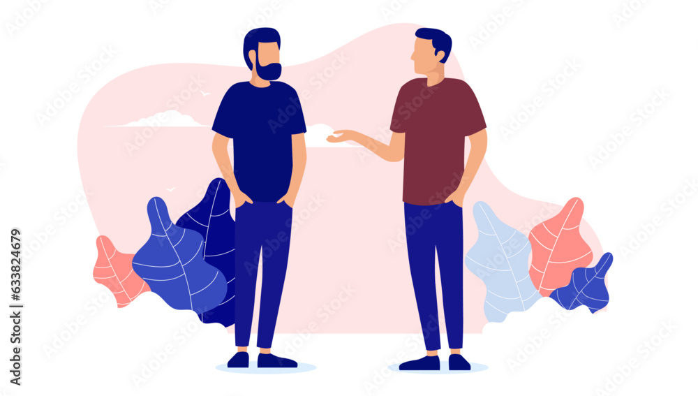 Two men talking - Vector illustration of casual friends having ...