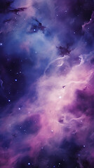 Wall Mural - Purple gradient cosmic galaxy abstract nebula cloudscape hd phone wallpaper, ai generated