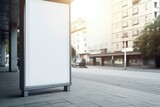 Fototapeta  - Blank white advertising display billboard in a city