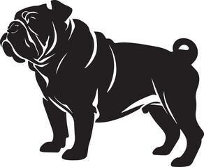 Canvas Print - Bull dog vector silhouette illustration black color