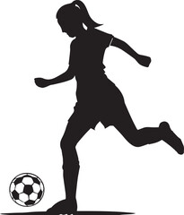 Wall Mural - Female soccer player vector silhouette illustration black color, soccer player