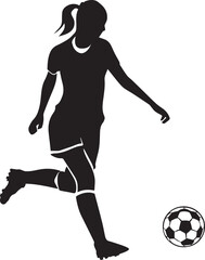 Wall Mural - Female soccer player vector silhouette illustration black color, soccer player