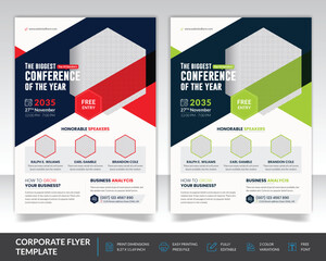 Conference flyer and invitation flyer template design. Annual corporate business conference workshop. With nice Geometric shape