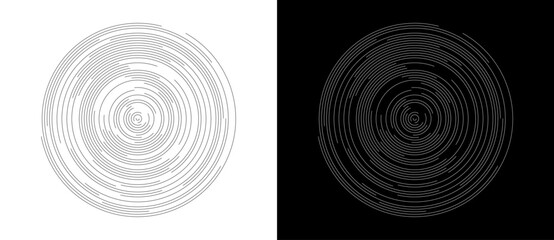 Poster - Abstract background with circles. Art lines graphic design. Black shape on a white background and the same white shape on the black side.
