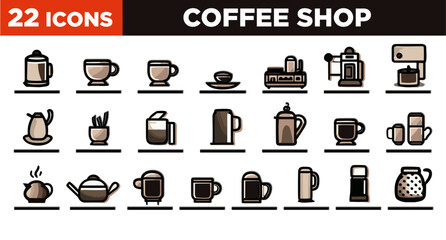 Wall Mural - set of icons for coffee shop